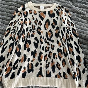 Leopard Print Sweater - Black and Brown